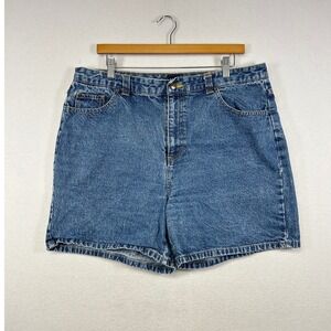 BASIC EDITIONS Women's Blue Denim Shorts Size 16 High Rise Casual Summer